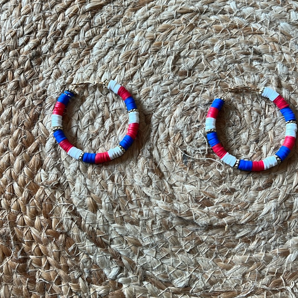 Red White & Blue Hoop Earrings